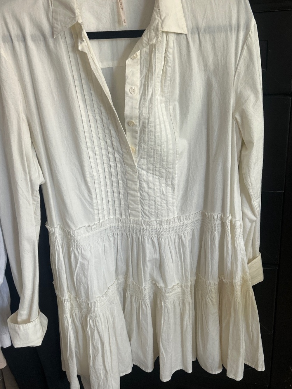 New Free People Billie Pleated Tiered Mini  dress in White